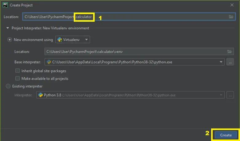 Calculator in Python Create Project
