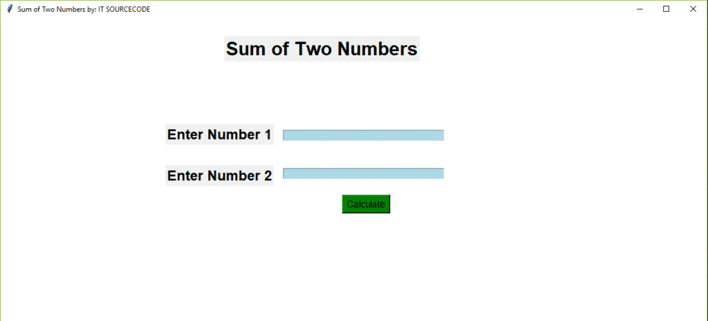 Sum of Two Numbers Output