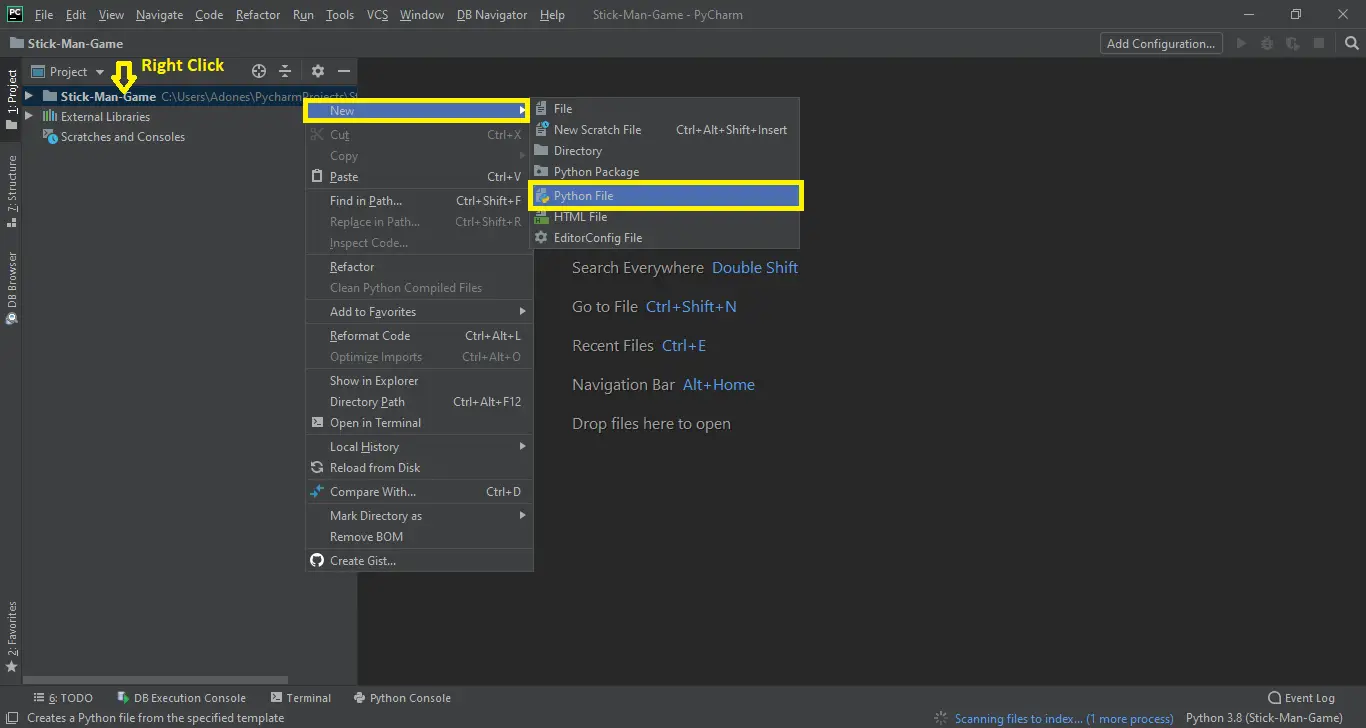 Creating Python file Name in Stickman game in python with source code