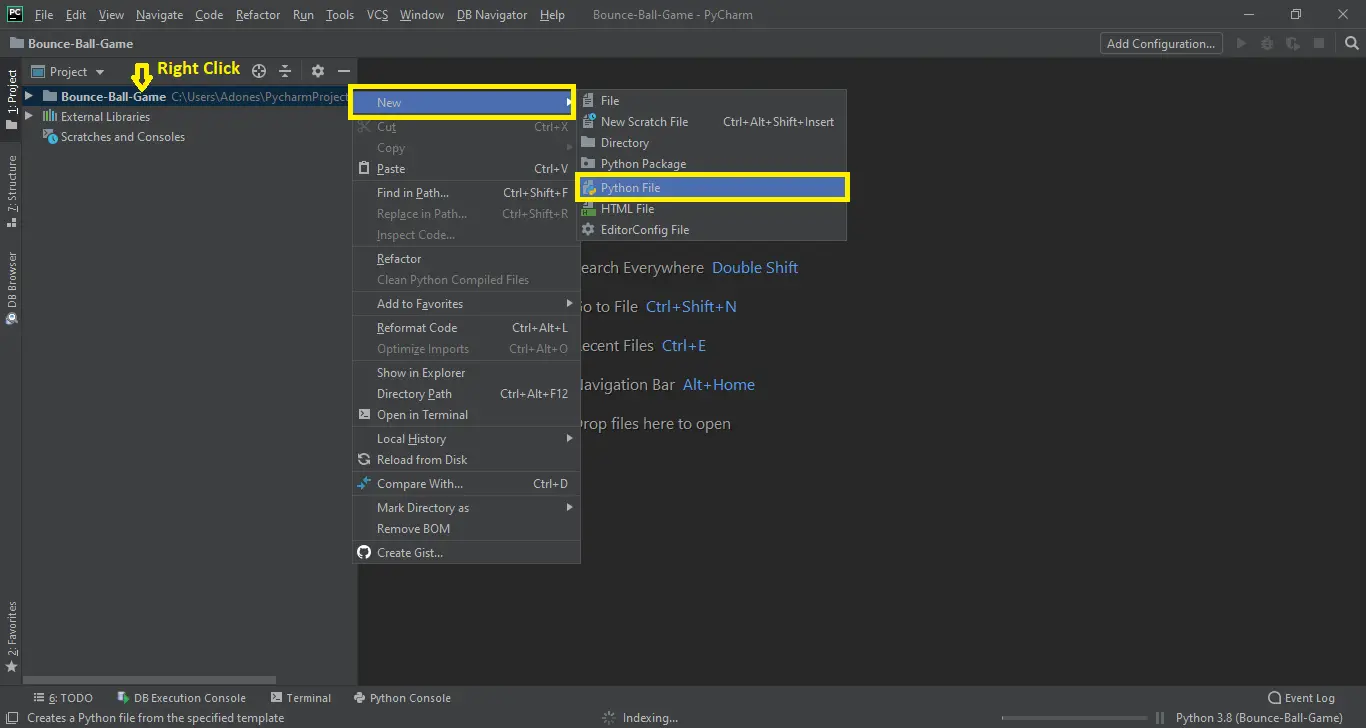 Creating Python file name in Bounce Ball Game