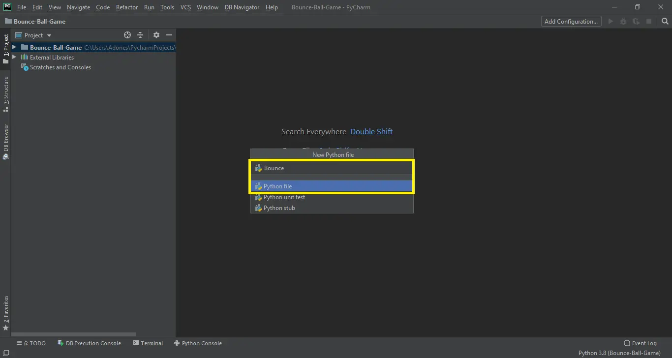 Naming Python file name in Bounce Ball Game