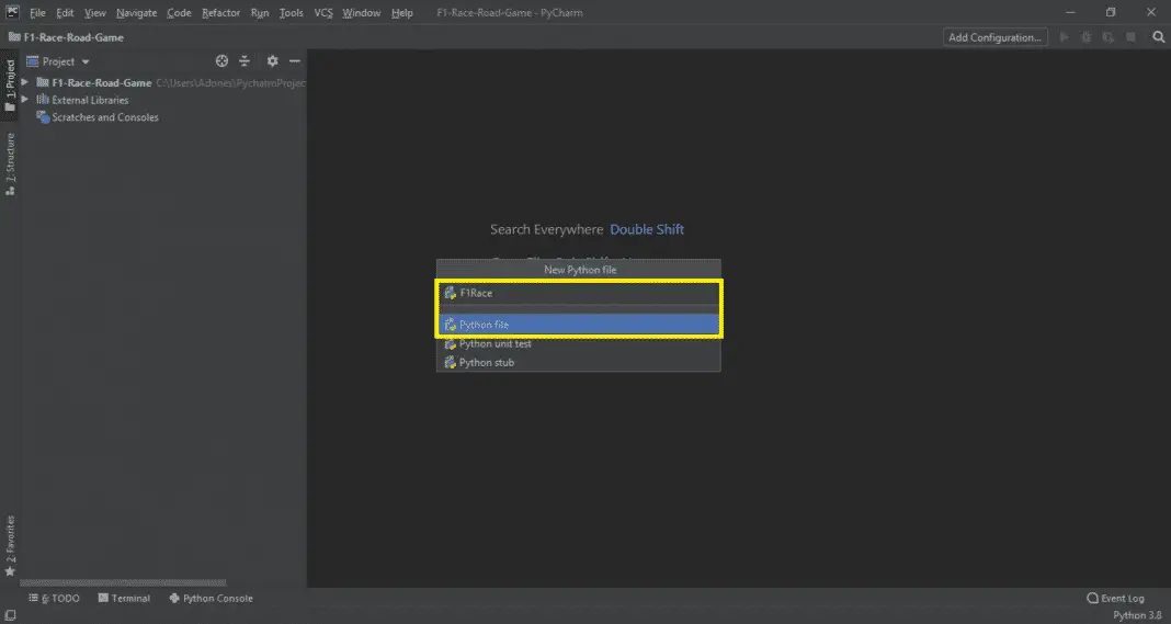F1 Race Road Game in Python with Source Code