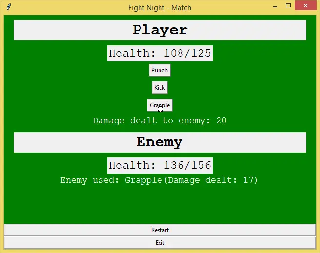 simple fighting game using python