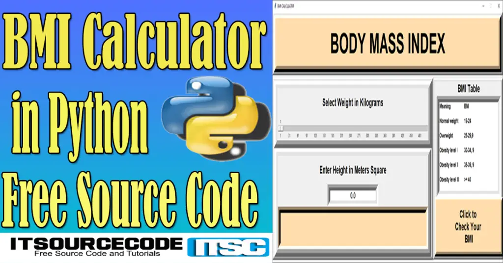 BMI Calculator Python Program with Source Code | 2022 - FREE