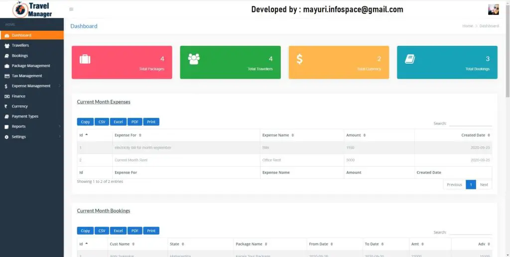 travel management system in php