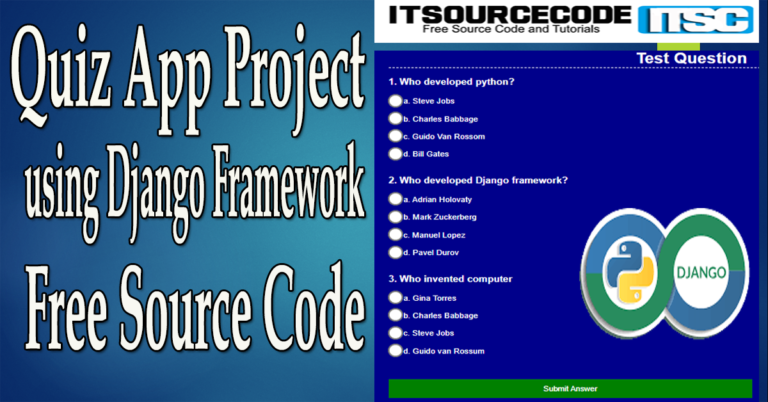 Quiz App Project using Django Framework with Source Code