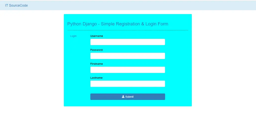 registration page in Django Login And Registration With Source Code