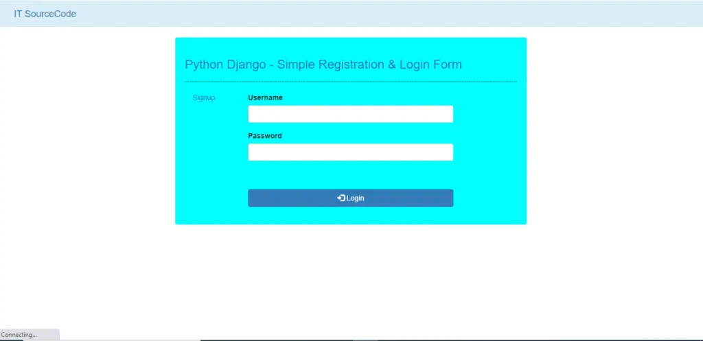 Login page in Django Login And Registration With Source Code