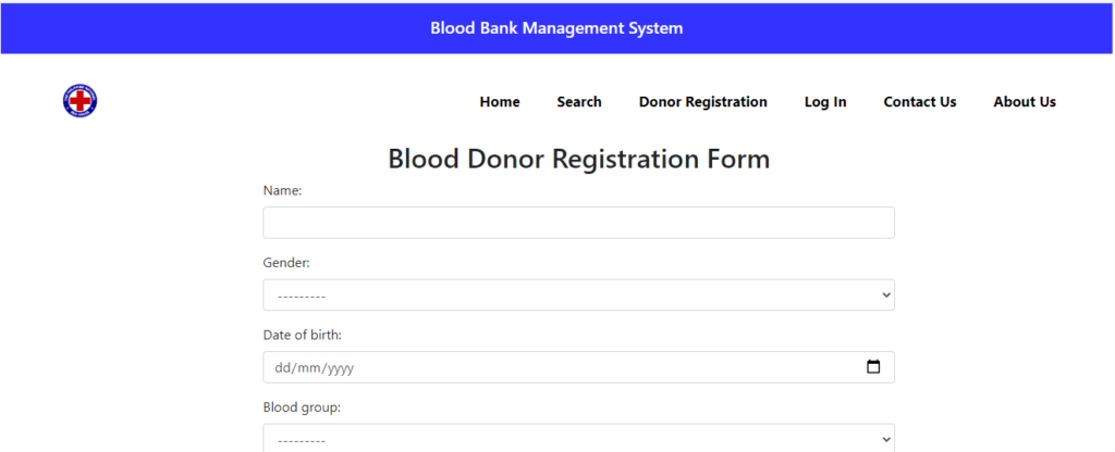 donor Blood Bank Management System Project in Django