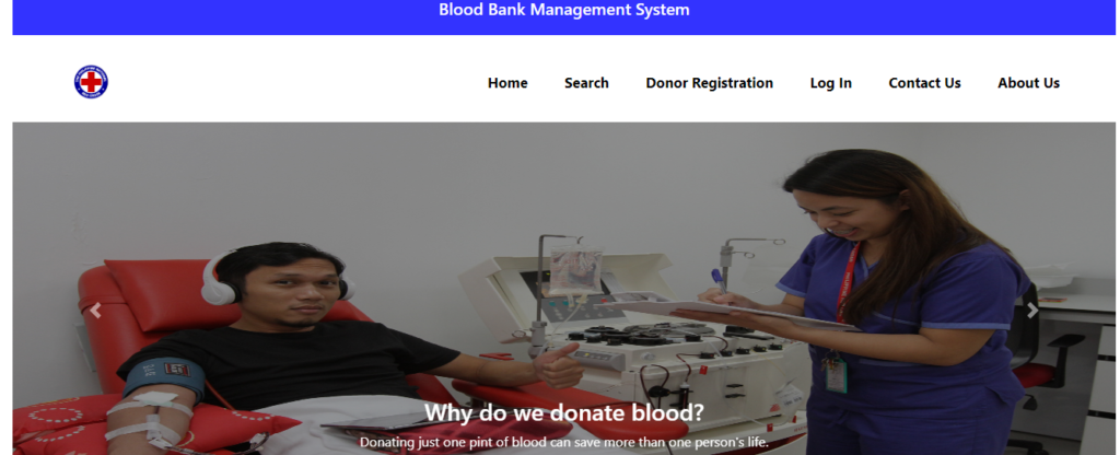 homepage Blood Bank Management System Project in Django