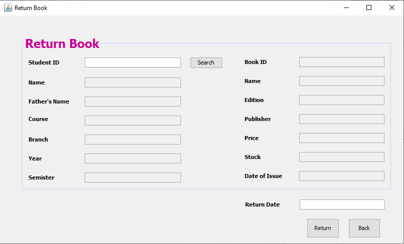 Library management system - Return book