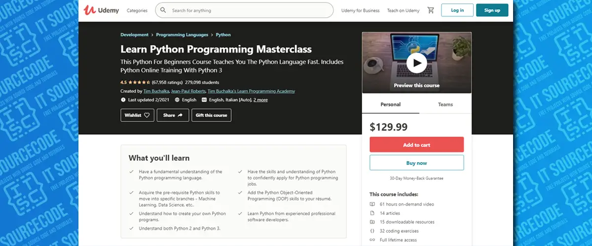 Online Python Courses with free Certificate for beginners - Learn Python Programming Masterclass