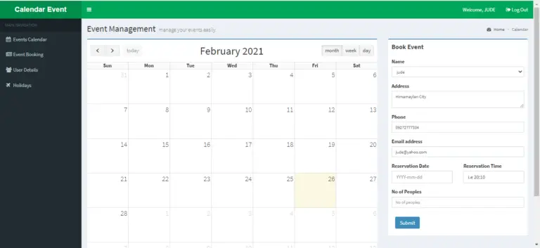 Event Calendar In PHP Free Download - Itsourcecode.com