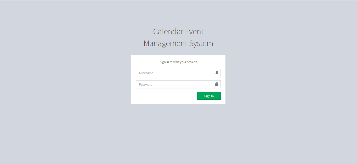 calendar event log in page