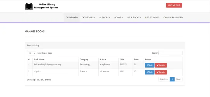 Library Management System Project in PHP with Source Code