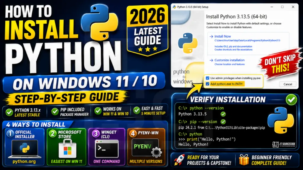 How to Install Python on Windows 11 10 — Step-by-Step Guide (2026)
