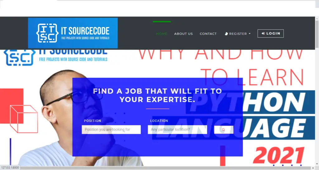 Homepage of Django Job Portal