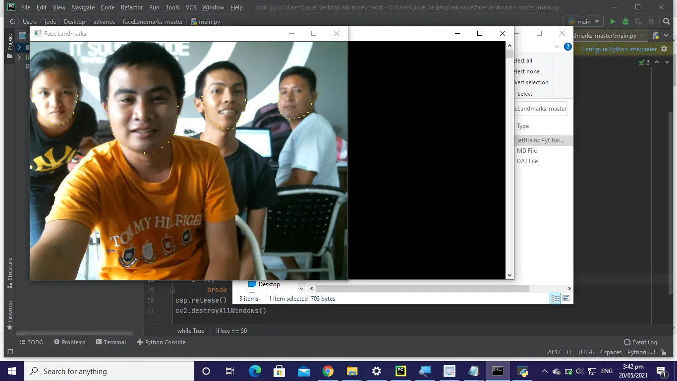Real Time Face Landmark Detection OpenCV Python With Source Code Output