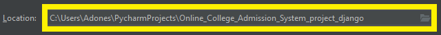 Create Location Name for Online College Admission System Project in Django with Source Code
