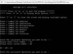 Calculator in C with Source Code