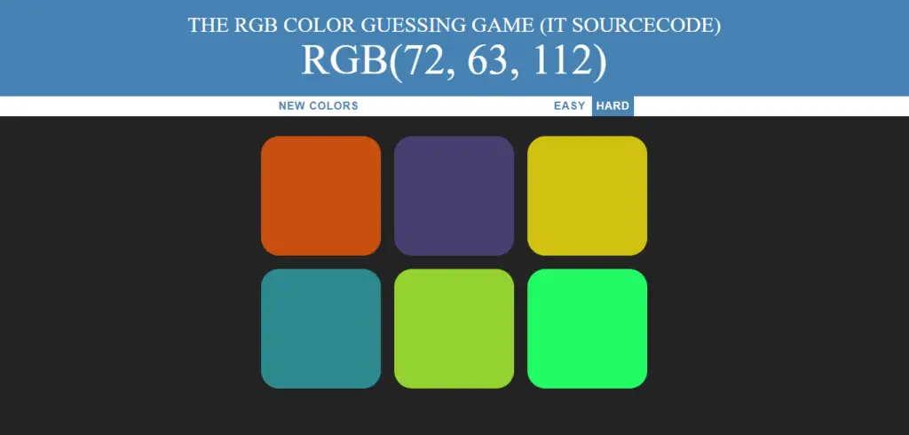 Color Guessing Javascript Output