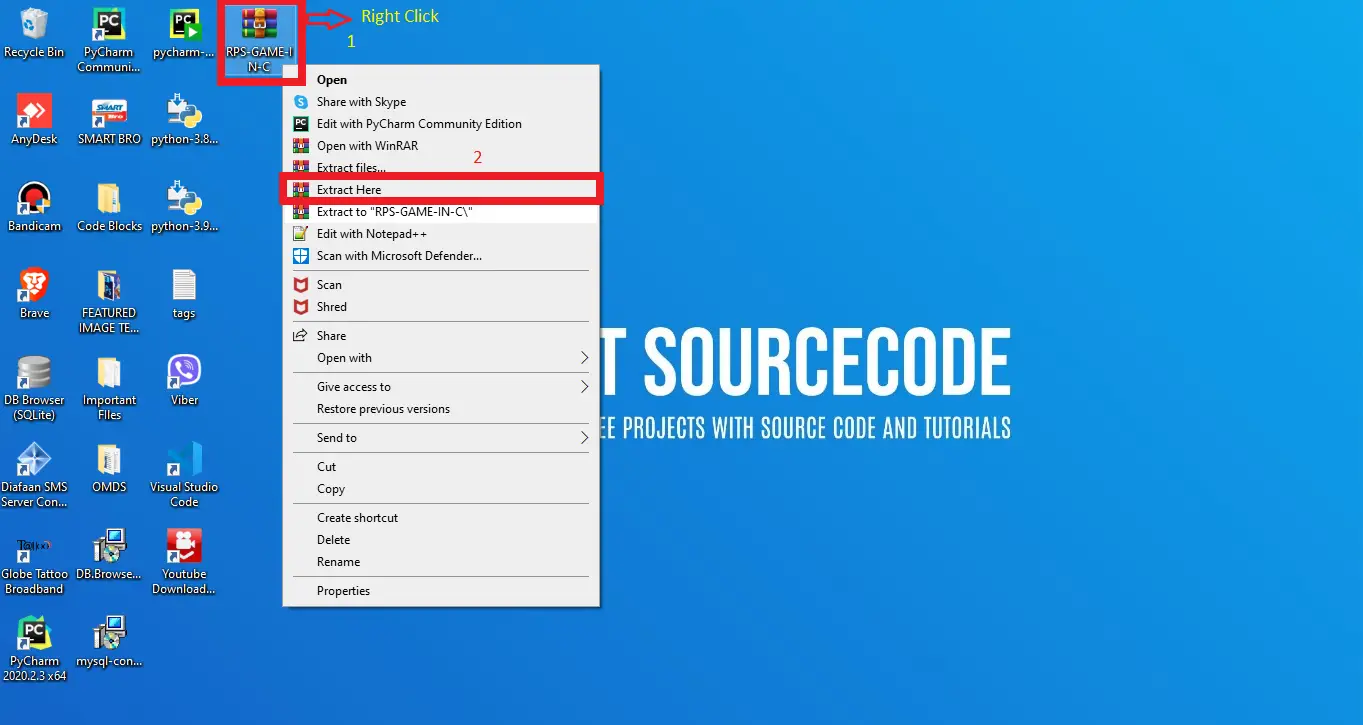 Extract zip file for Rock Paper Scissors in C Programming Source Code