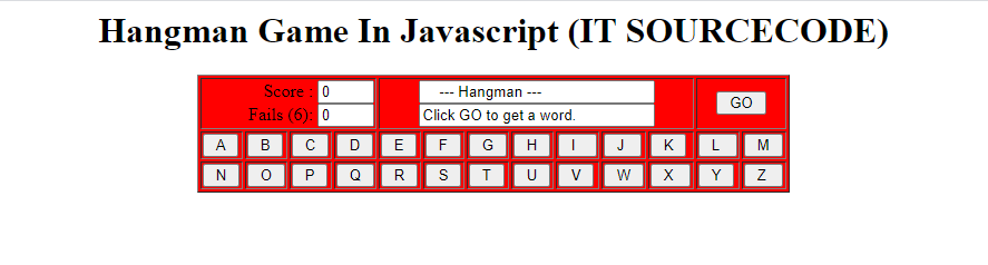Hangman Game In Javascript Project Output