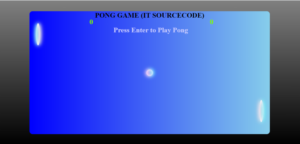 Pong Game Javascript Code Output