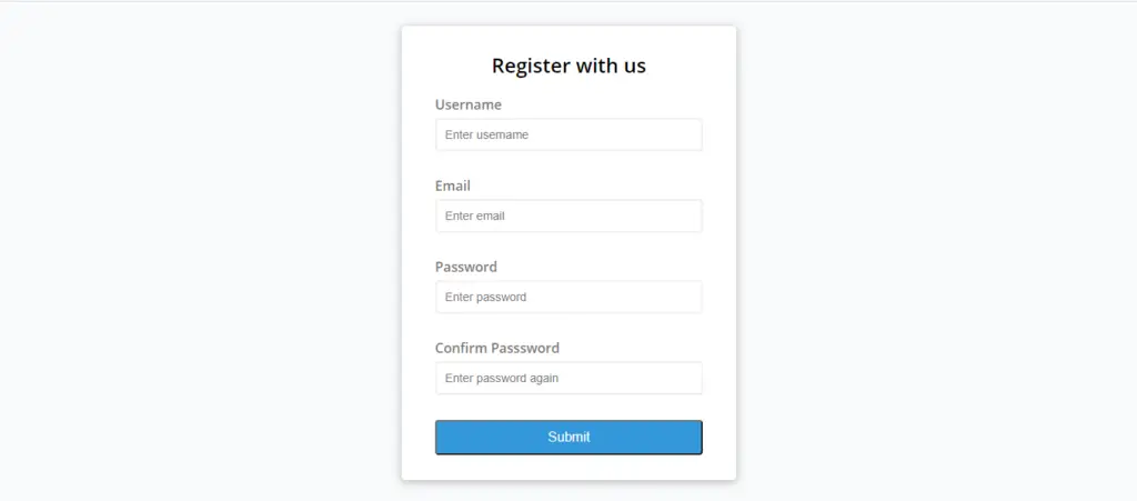 Registration Form In HTML With Javascript Validation Output