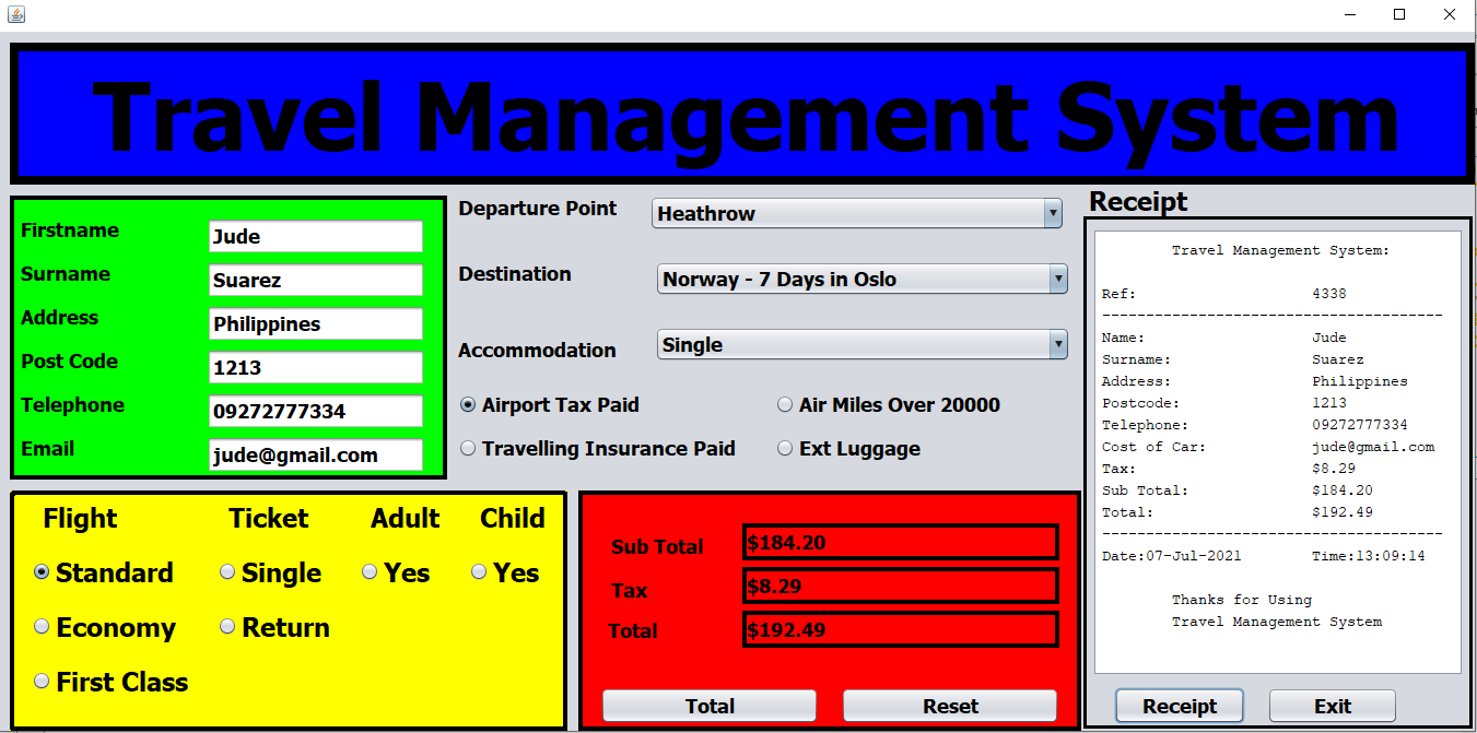 travel management system in java