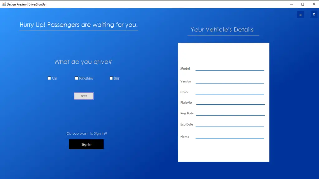 Vehicle Management System Project In Java Driver Registration