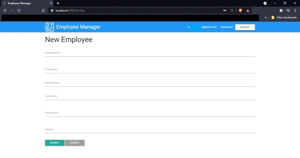Employee Management System in VueJS Add user