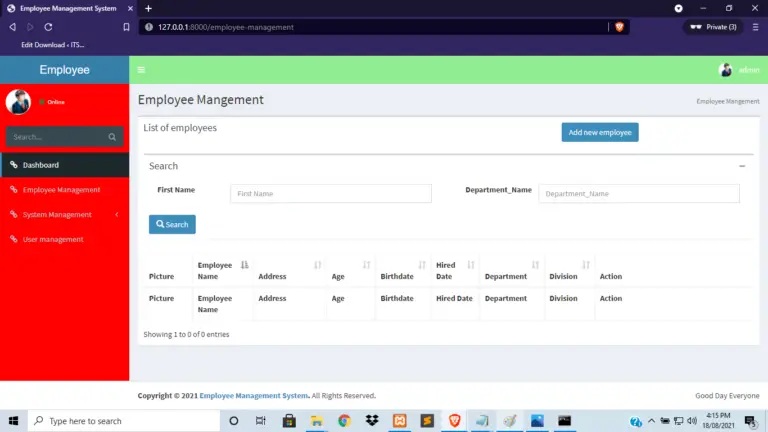 Employee Management System in Laravel With Source Code
