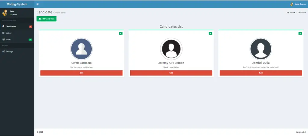 Online Voting System In CodeIgniter Admin Panel