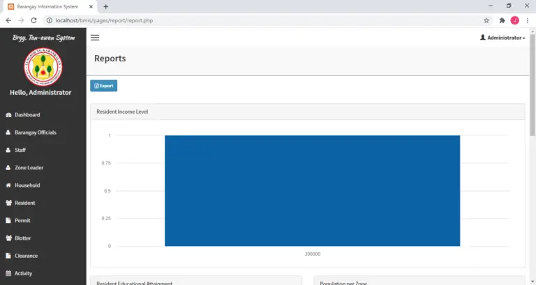Barangay Management System Project in PHP with Source Code