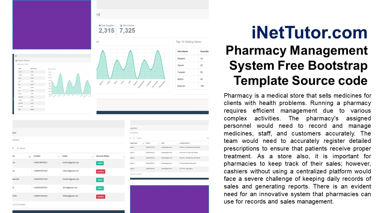 Pharmacy Management System in PHP and Bootstrap Free Template