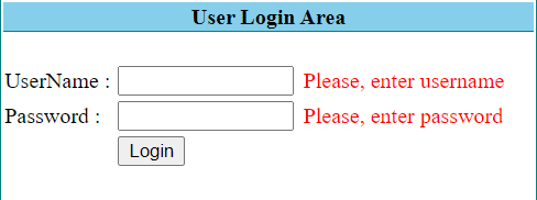 Login Page In ASP.NET Output