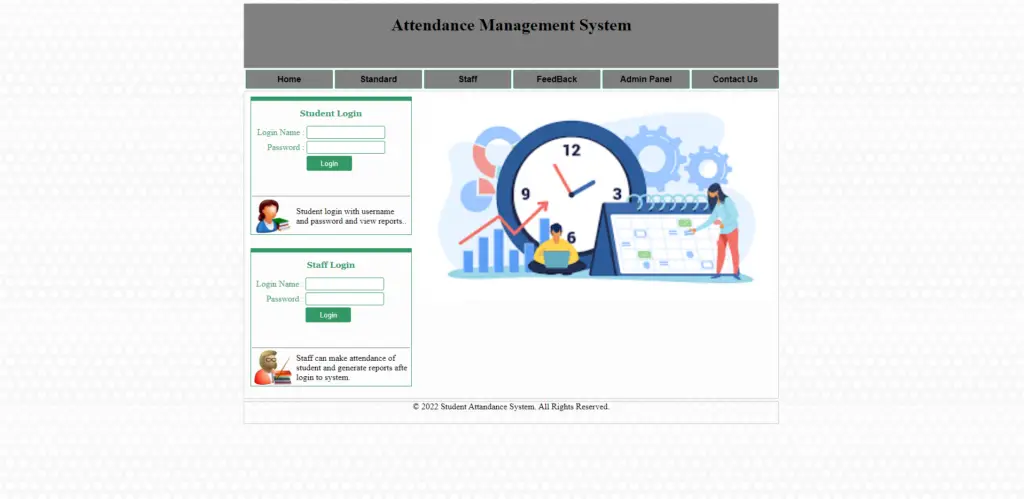 Student Attendance Management System Project In ASP NET Main Dashboard