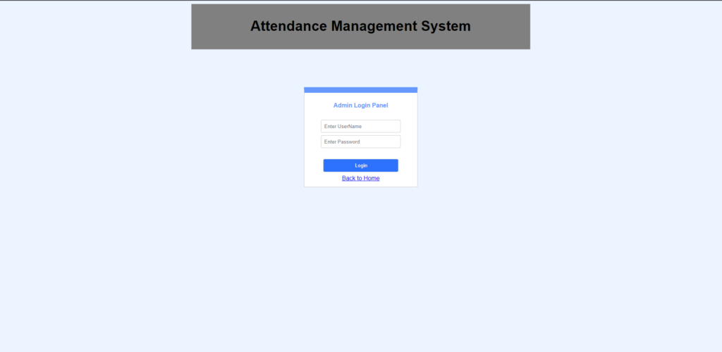 Student Management System In ASP NET Admin Login Page