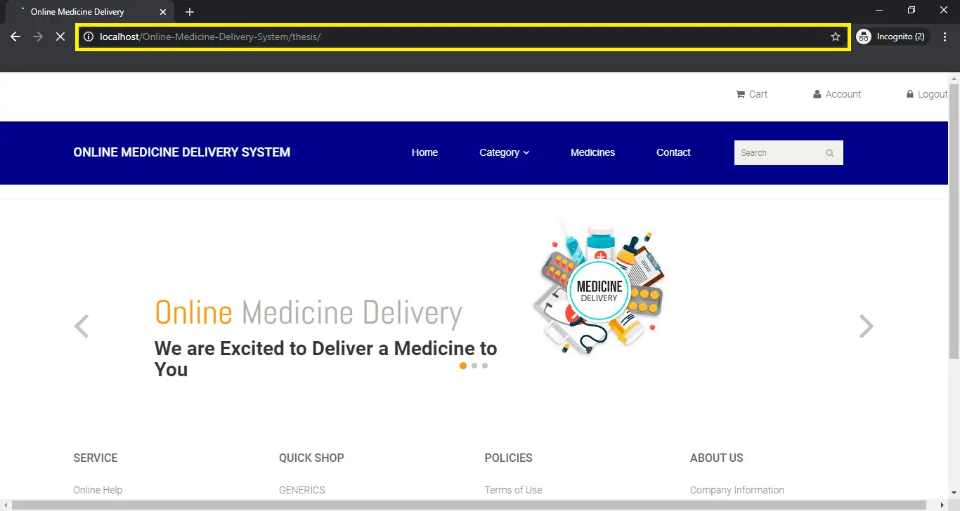 open in browser for [Complete] Online Medicine Delivery System with SMS Notification in PHP