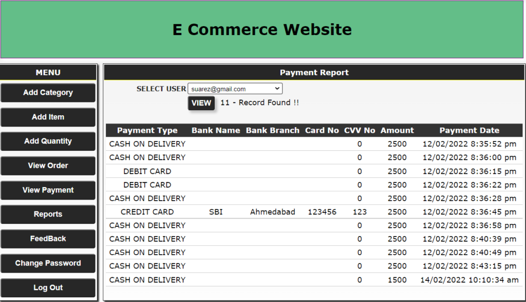 E Commerce Website Project in ASP.net Admin Page