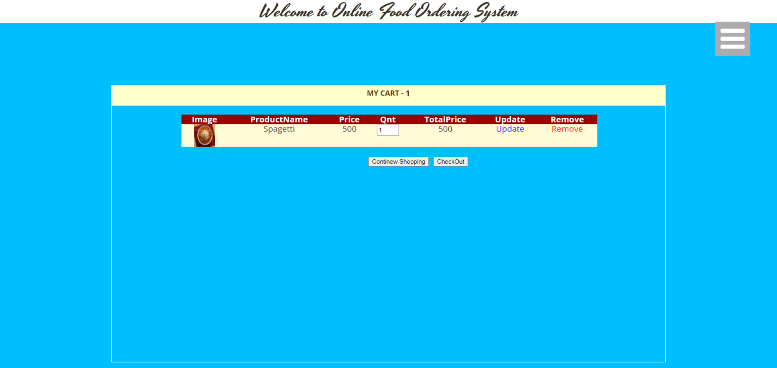 Online Food Ordering System Project in FREE Download