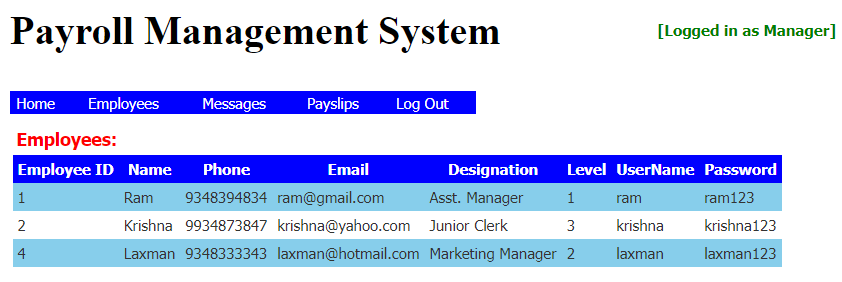 Payroll Management System In ASP.NET Manager Side