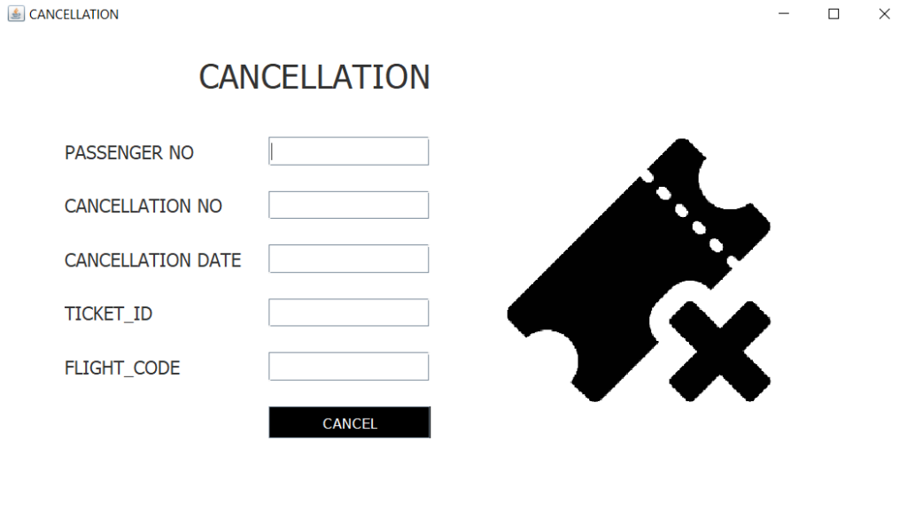 Airline Reservation System Project in Java Cancellation of Reservation