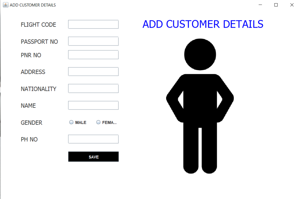 Airline Reservation System Project in Java Add New Customer