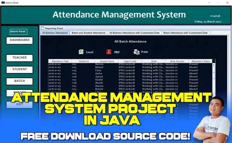 Attendance Management System Project In Java With Source Code 2022