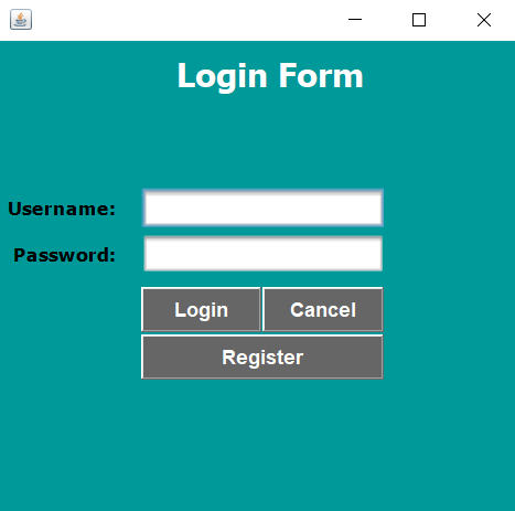 Course Management System Project in Java Login Page