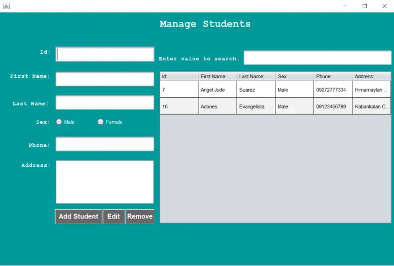 Course Management System Project in Java With Source Code