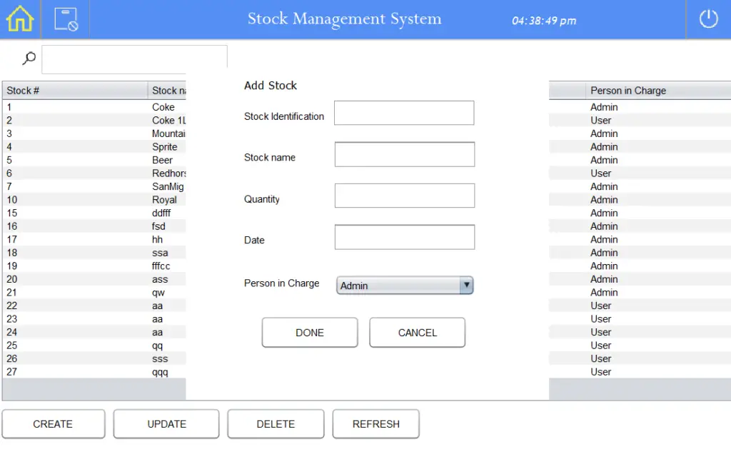 Stock Management System Project in Java Add New Stock