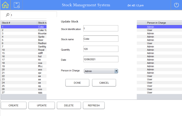 java stock management system